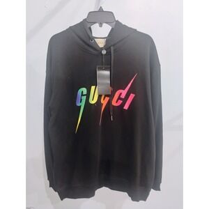 Gucci Blade Black Sweatshirt Hoodie Size 2XL Rainbow Print
